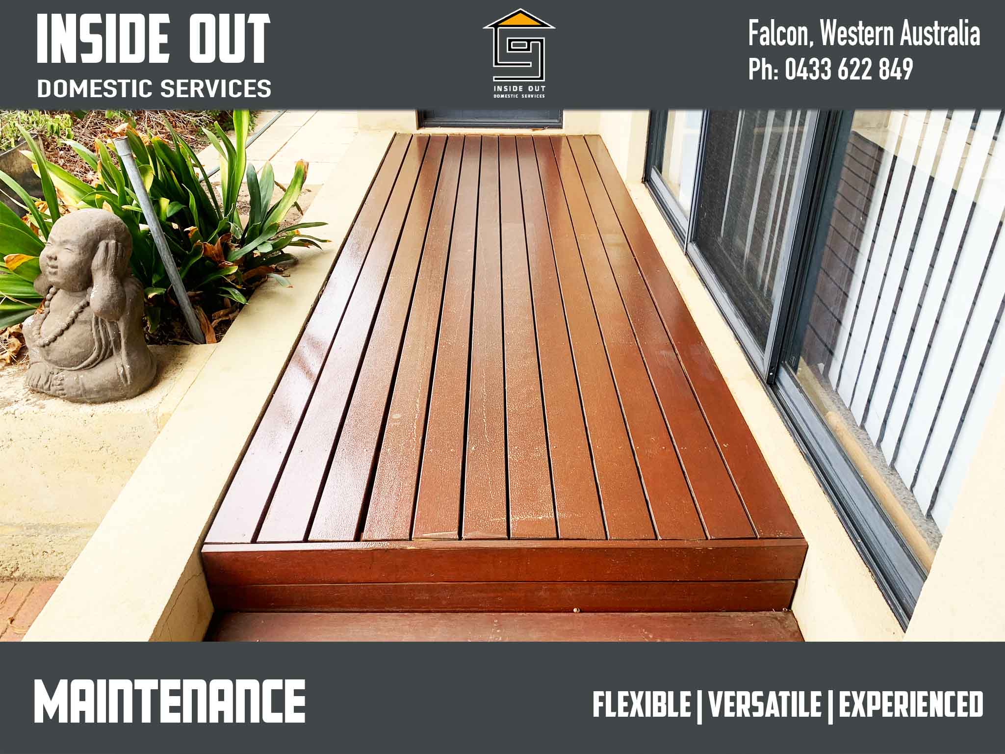 Inside Out Handyman Services, Falcon handyman revitalises an eexternal timber decking in Dawesville